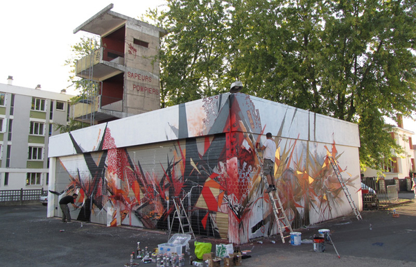 Oeuvre réalisée à l'ancienne caserne de pompiers en 2011 pendant la 2e édition du 4e Mur - Photo Ville de Niort