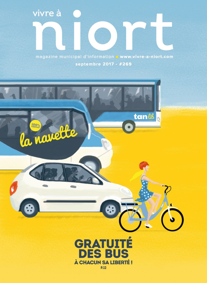 Couverture du magazine "Vivre à Niort" numéro 269 : Gratuité des bus, à chacun sa liberté