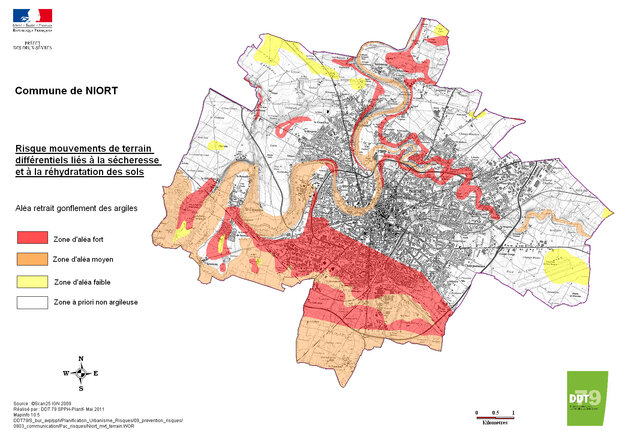 carte des mouvements de terrain à Niort