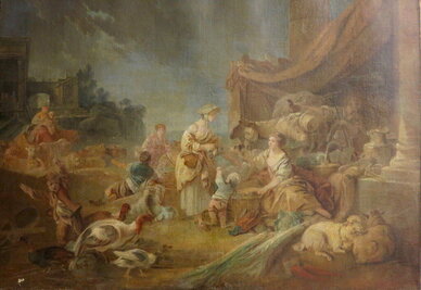 Scène champêtre de J.B. Huet après restauration